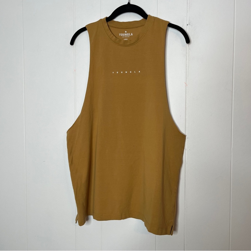 YoungLA Mustand Yellow/Tan Sleeveless Tank Top Men's L
